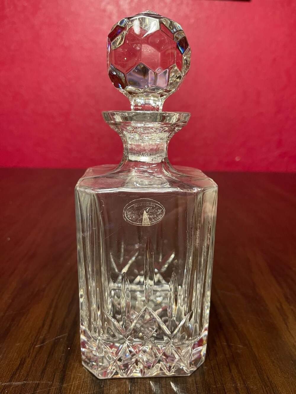 Handcut Crystal Decanter 24% Lead Royal Gallery Samobor Croatia Stopper 1985